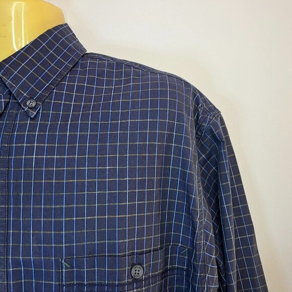 TOMMY BAHAMA INDIGO PALMS Yam Dyed Button up Shirt - Size Medium - NWT $95 - Picture 2 of 4